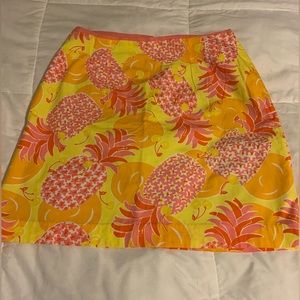 🍍Lilly Pulitzer Yellow/Pink/Orange Pineapple Pencil Skirt Size 10